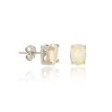 Sterling Silver 6x4 Oval Created Fiery White Opal Stud Earrings