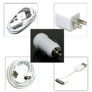 Bluecell 5 set White Color (3 Inch/3 Ft/6 Ft Feet) USB Charge and Sync Data Cable + USB Wall Adapter Charger + USB Car Charger for Ipod touch Iphone 4 4s 3 3Gs Enlarge USB + Bluecell Cable Tie