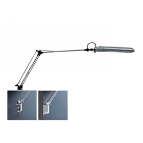Architetto Lamp with Clamp (Silver/White) (26"H x13.3"W x3.9"D)