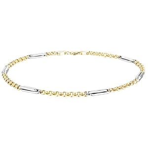 Two Tone Anklet 10 Inches in 14K Yellow and White Gold by