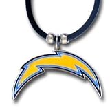 San Diego Chargers Pewter Pendant with Rubber Cord Necklace NFL