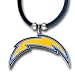 San Diego Chargers Pewter Pendant with Rubber Cord Necklace NFL