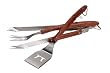 Outset QB00 Rosewood and Stainless Steel 3-Piece Barbeque Set with Spatula, Fork, Tongs