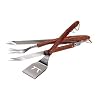 Outset QB00 Rosewood and Stainless Steel 3-Piece Barbeque Set with Spatula, Fork, Tongs