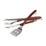 Outset QB00 Rosewood and Stainless Steel 3-Piece Barbeque Set with Spatula, Fork, Tongs