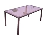 Zoom Produkt-Bild: Ambientehome 68646 Tisch Somalia inkl. Glasplatte ca. 180 x 90 x 75 cm, Polyrattan, dunkelbraun