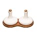 Natural Elements Ceramic Oil and Vinegar Set with an Acacia Wood Stand