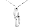 9ct White Gold Trilogy Cubic Zirconia Double Wave Pendant and Chain of 46cm