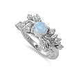 Sterling Silver Ring w/ Lab Created Opal and CZ - Face Height: 9mm - Face Width: 20mm - Sizes 6-9 Sterling Silver Ring w/ Lab Created Opal and CZ - Face Height: 9mm - Face Width: 20mm - Sizes 6-9