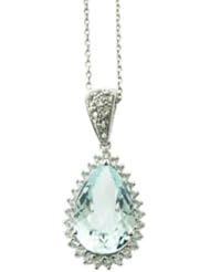O&G Australia Natural Aquamarine & White Topaz Pendant (4.93cttw) with 925 Sterling Silver & Plated with Rhodium