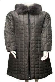 Misses Long Fur Trim Parka in Black, Size Small
