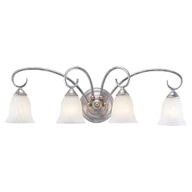 Sea Gull Lighting 4005-61 Athenia Four-Light Vanity, Silver Patina Finish with White Alabaster Glass