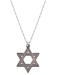 0.925 Sterling Silver Star of David pendant and 16, 18, 20 or 24 inch 0.75mm rope chain necklace