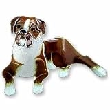 Clearly Charming Boxer Sterling Silver and Enamel Pin
