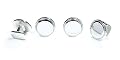 Sterling Silver Round Tuxedo Stud Set w/ Jewelry Box