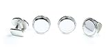 Sterling Silver Round Tuxedo Stud Set w/ Jewelry Box