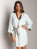 La Fee Verte Silk Kimono Robe Aqua/Cement
