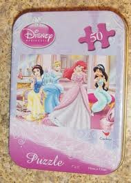 Disney Princess 50-Piece Jigsaw Puzzle in a Tin - Ariel, Jasmin, Snow White and Cinderella