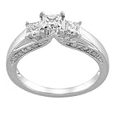 14K White Gold Diamond Engagement Ring - 0.90 Ct.