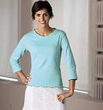 Ladies' 1x1 Rib Kint Long Sleeve Shirt with Lettuce Edging
