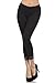 Sakkas Cotton Blend Lace Trim Stretch Capri Leggings - Made in USA