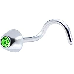 Sterling Silver Peridot Cone Nose Ring Made with SWAROVSKI ELEMENTS