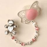 Color Beads Pacifier Clip Light Blue with Bear Clip