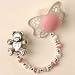 Color Beads Pacifier Clip Silver with Bear Clip
