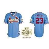 New David Freese Jersey: St. Louis Cardinals Blue Authentic Majestic Cool BaseTM On-Field Jersey Size 52 (Extra Large)