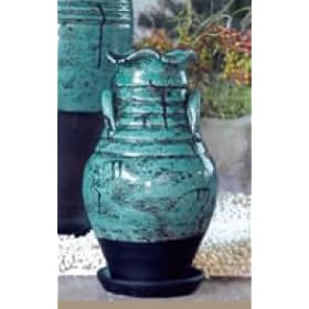 Turchese Vase with Saucer by Terra Fresca Alfresco Home