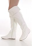 Women's Thigh High Faux Leather Lace Up Boots in White, Brown, Tan, Black (6.5, White)