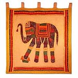 NOVICA Cotton wall hanging, 'Jovial Elephant'