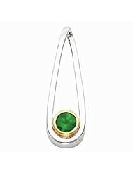 18K Two-Tone Gold Chatham Created Emerald Pendant -- LIFETIME WARRANTY