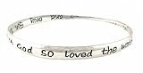 Bracelet - B156 - John 3:16 - God So Loved The World That He Gave His One and Only Son... ~ Silver Tone Metal