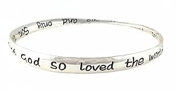 Bracelet - B156 - John 3:16 - God So Loved The World That He Gave His One and Only Son... ~ Silver Tone Metal