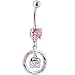 Pink Gem CIRCULAR JEWEL CHARM Dangle Belly Ring