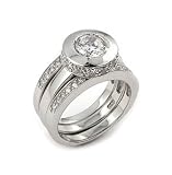 Elegant Round CZ 3pc Wedding Set