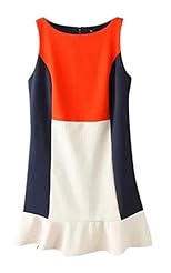 Summer Above the Knee Colorblocking Lace Sleeveless Round Neck General Print Mermaid Bodycon Dress/Midi Dress 