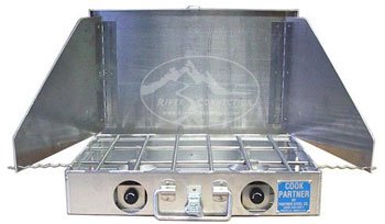 Partner Steel 2 Burner 18 Camp Stove with Windscreen Aluminum Camping Cook Propane Stove