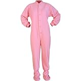 Big Feet Pajama Co. Pink (205) Micro-polar Fleece Adult Footed Pajamas with Drop Seat