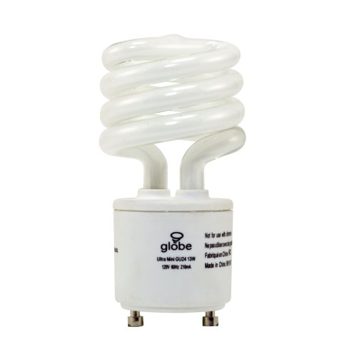 Globe 4560601 13-Watt Ultra-Mini Compact Fluorescent Spiral Bulb, GU24 Base, Soft White 4-Pack