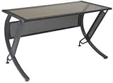Horizon Desk with Bronze Tempered Glass Top and Black Crinkle Powder Coated Frame