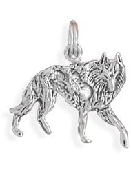 Oxidized Wolf Charm