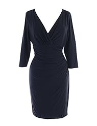Apparel: Lauren Ralph Lauren Womens Petite Gathered Sheath Dress @082 Black 14P - Ralph Lauren