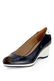 Footglove™ Original Leather Peep Toe Sporty Wedge Shoes