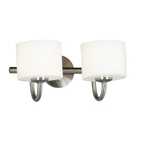 Kenroy Home 80334BS Matrielle Two-Light Vanity Light With 7-Inch Glass Shades, Brushed Steel