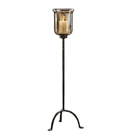 Zodax Luster Glass Hurricane on Iron Base, Medium