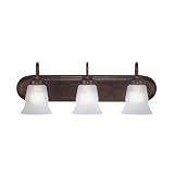 Westinghouse Three-Light Downward Wall Sconce, Antique Bronze with Frosted Pleated Globes #64492