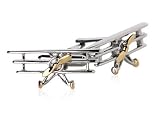 Unique Two-Tone Airplane Biplane Triplane Cufflinks Silver Finish with Presentation Box