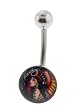 Genuine Ed Hardy Stainless Steel Belly Ring - Indian Logo in 10mm - 14 Gauge - 5mm Ball - Sold Individually
